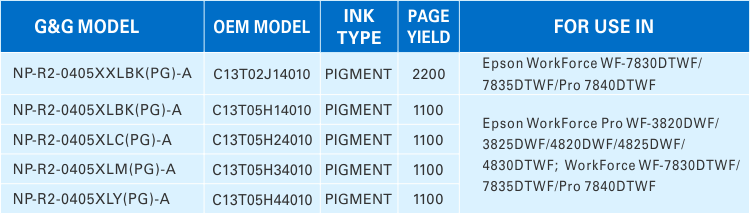 G&G Releases First-to-Market Replacement Ink Cartridges for Epson 405XL Series | products list