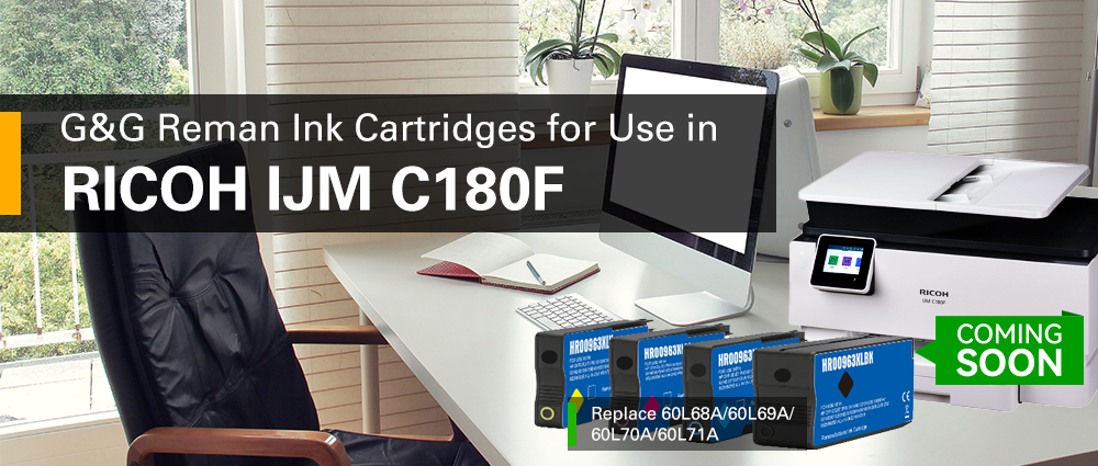 G&G’s reman ink cartridge solution for use in RICOH IJM C180F series printers is coming soon