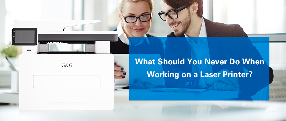 What Should You Never Do When Working on a Laser Printer?