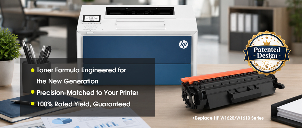 G&G patented compatible toner banner for HP LaserJet Pro 4006/4007 W1610A/X W1620A/X, engineered for precision fit and guaranteed 100% page yield G&G patented compatible toner banner for HP LaserJet Pro 4006/4007 W1610A/X W1620A/X, engineered for precision fit and guaranteed 100% page yield